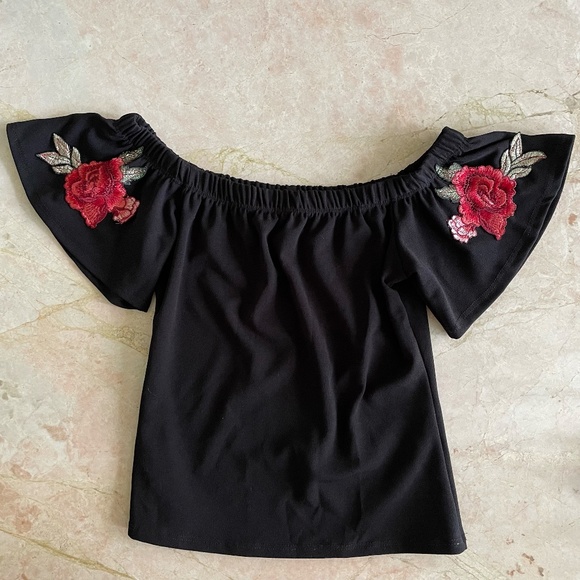 Bluebell Y2k Rose Embroidered Off the Shoulder Top - Picture 6 of 6